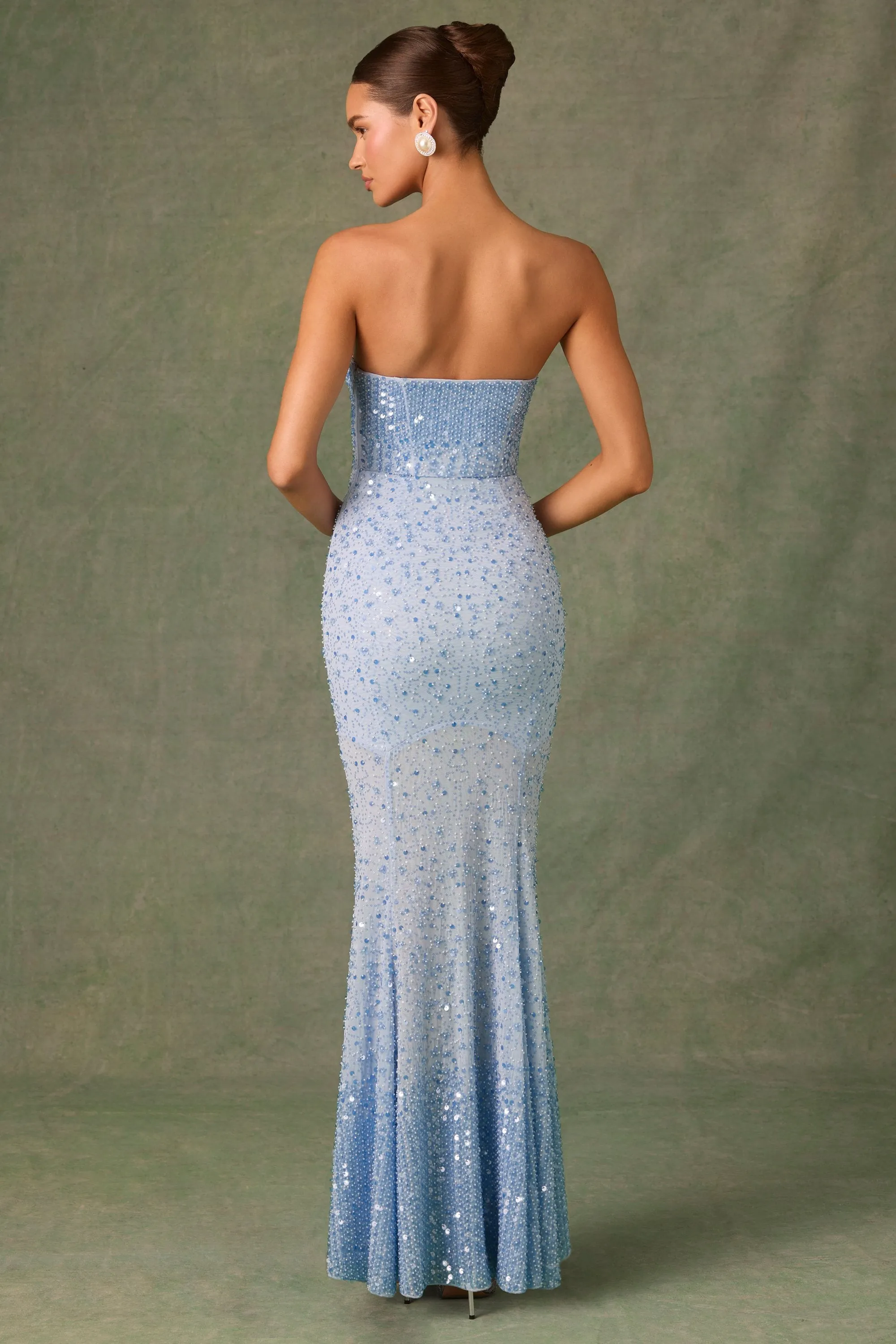 Embellished Sweetheart-Neck Fishtail Gown in Sky Blue sold by Oh Polly product image thumbnail 2