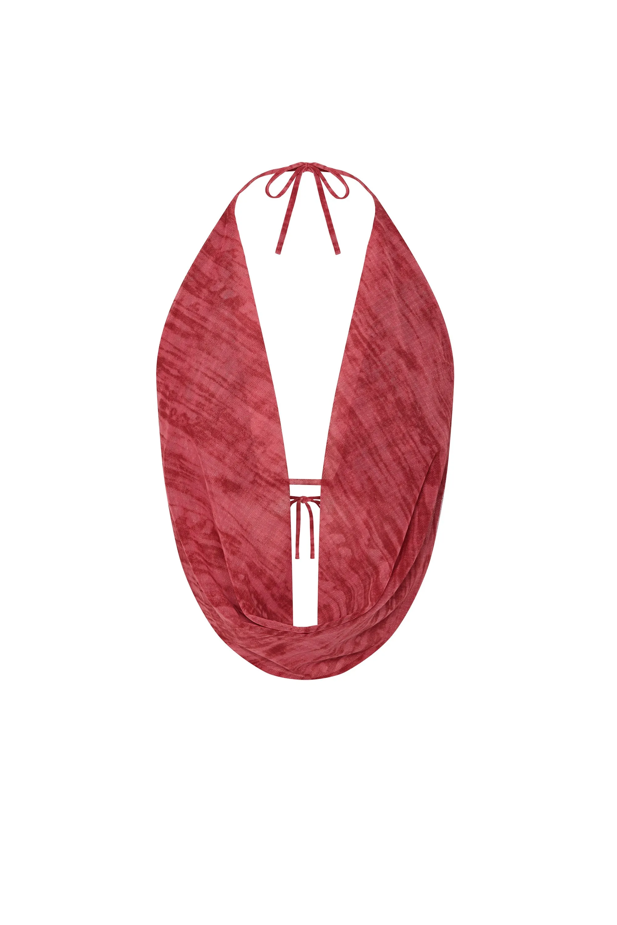 Cowl-Neck Backless Crop Top in Red Print sold by Oh Polly product image thumbnail 2