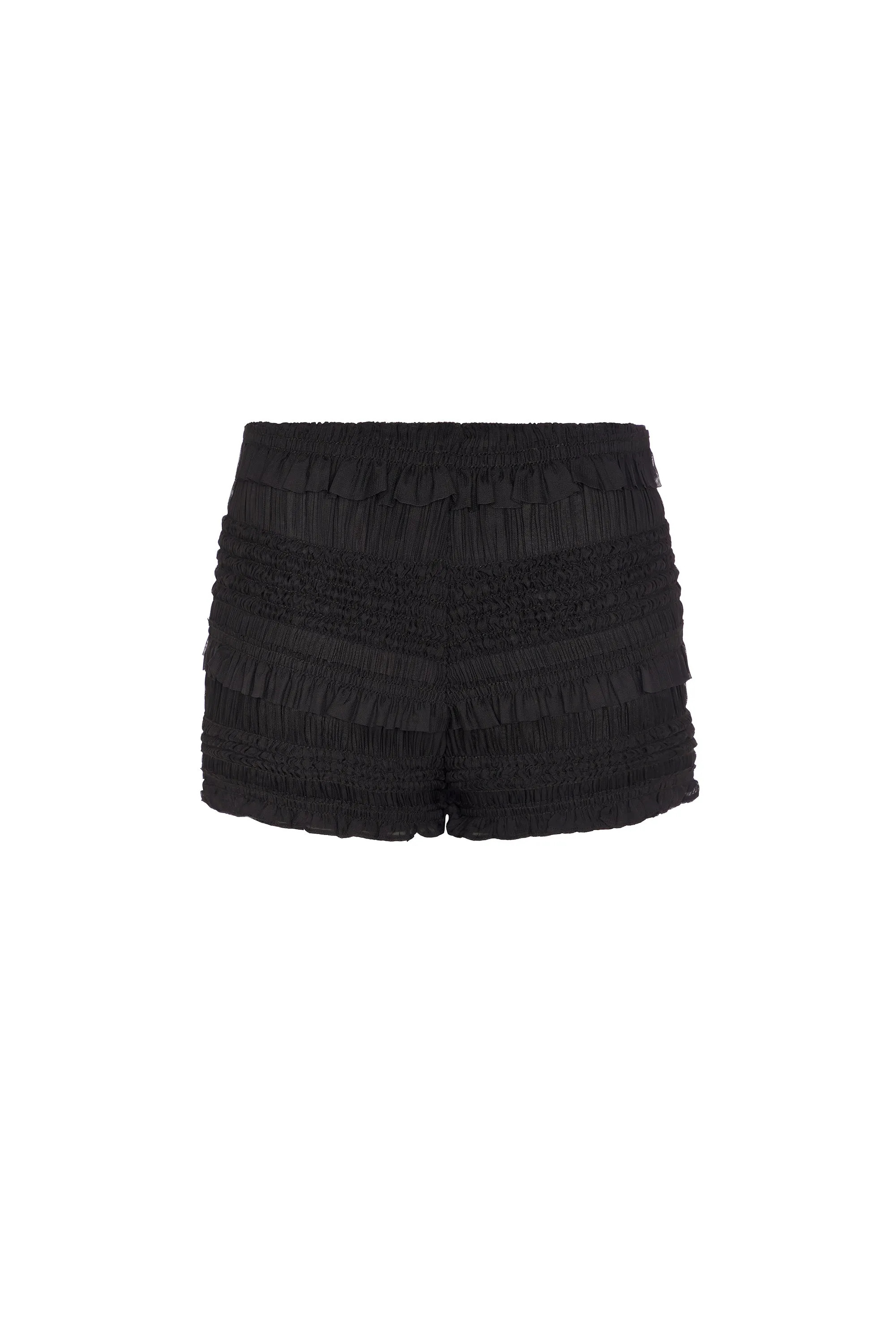 Ruffled Mid-Rise Shorts in Black sold by Oh Polly product image thumbnail 4