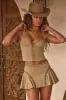 Lace-Up Top in Tan sold by Oh Polly