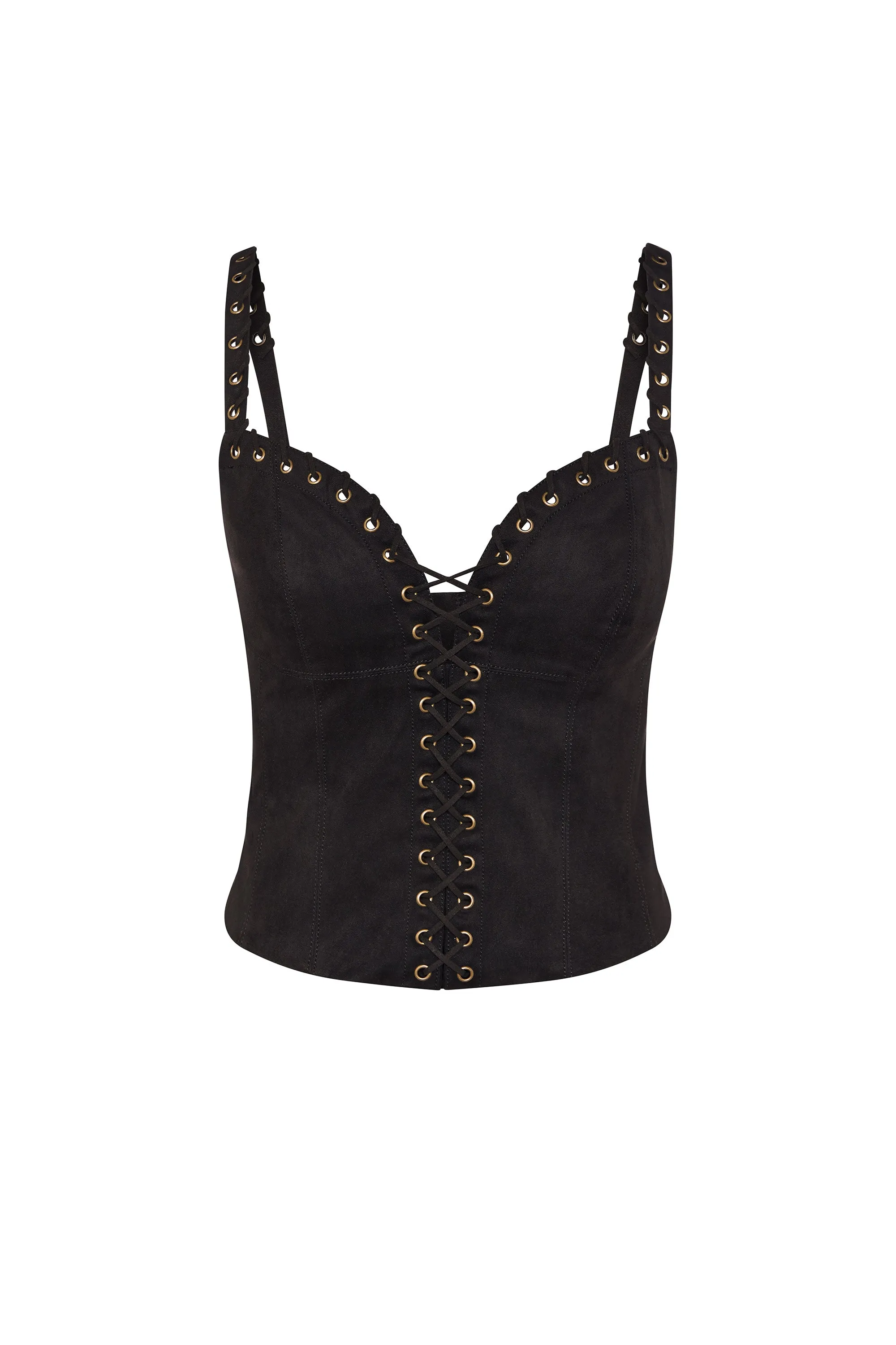 Lace-Up Top in Black sold by Oh Polly