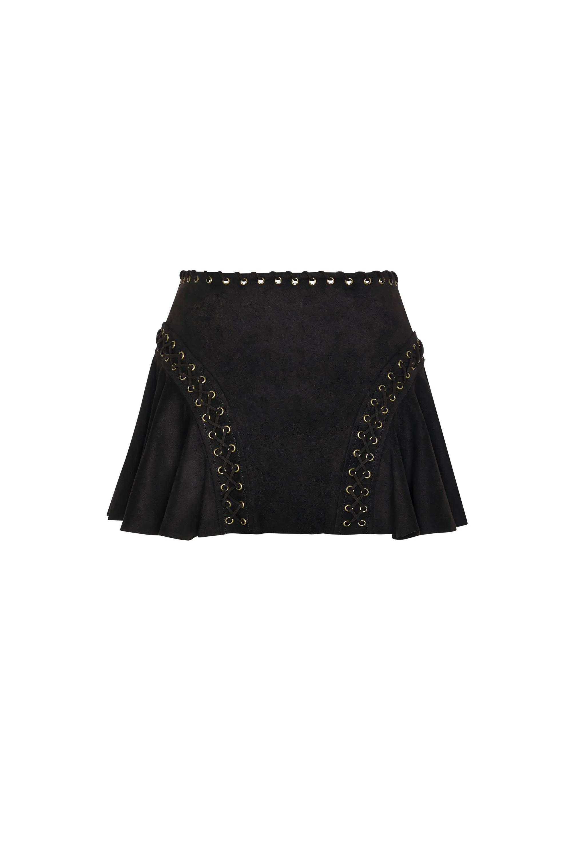 Lace-Up Mid-Rise Mini Skirt in Black sold by Oh Polly product image thumbnail 3