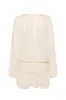 Lace-Up Balloon-Sleeve Mini Dress in Ivory sold by Oh Polly