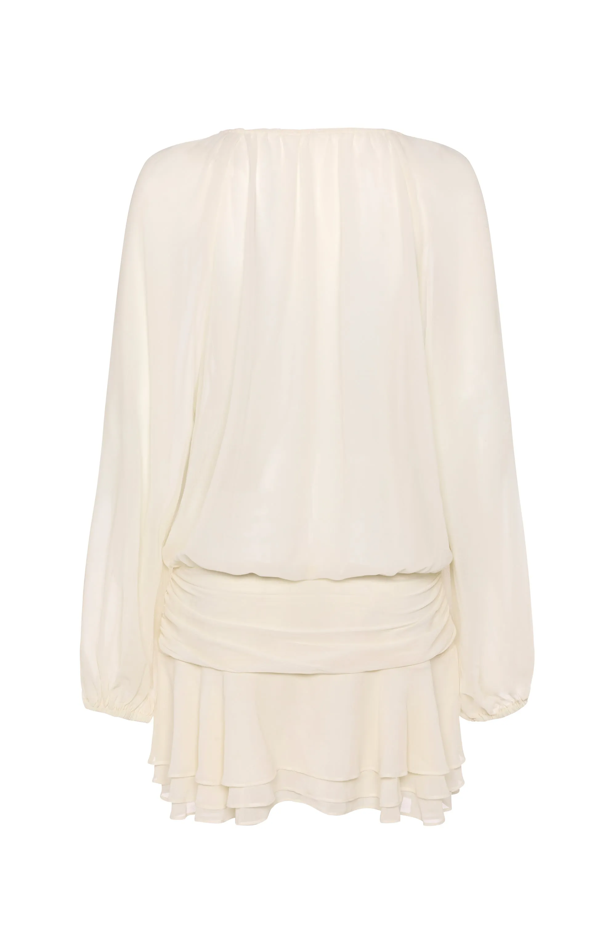 Lace-Up Balloon-Sleeve Mini Dress in Ivory sold by Oh Polly product image thumbnail 3