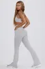 Soft Active Crossover Flared Trousers in Grey Marl sold by Oh Polly