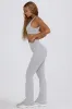 Soft Active Crossover Flared Trousers in Grey Marl sold by Oh Polly