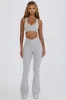 Soft Active Crossover Flared Trousers in Grey Marl sold by Oh Polly