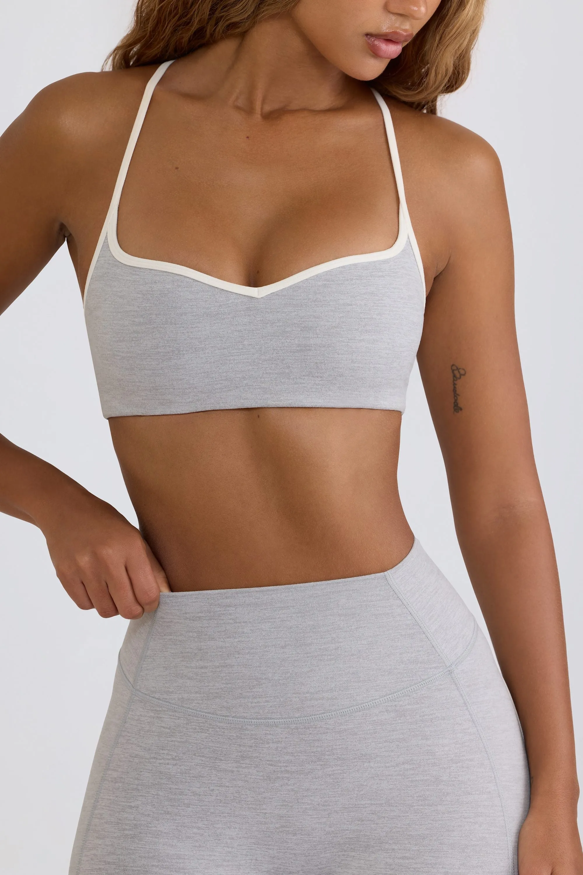 Soft Active Sweetheart-Neck Sports Bra in Grey Marl sold by Oh Polly product image thumbnail 4