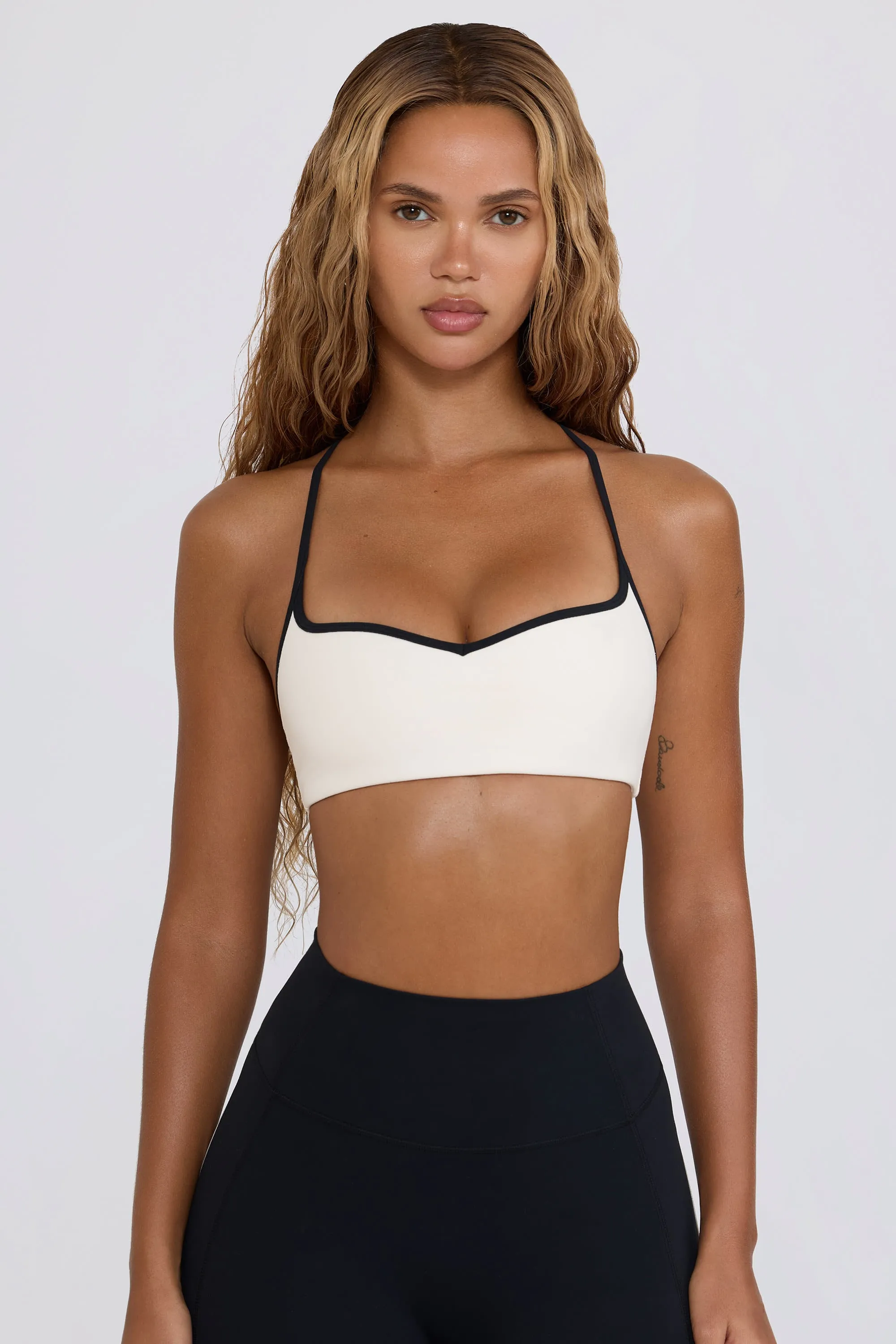 Soft Active Sweetheart-Neck Sports Bra in White sold by Oh Polly