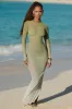 Sheer Open-Back Maxi Dress in Olive Green Ombré sold by Oh Polly