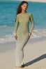 Sheer Open-Back Maxi Dress in Olive Green Ombré sold by Oh Polly