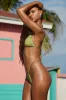 Embellished Drawstring Thong Bikini Bottoms in Olive Green sold by Oh Polly