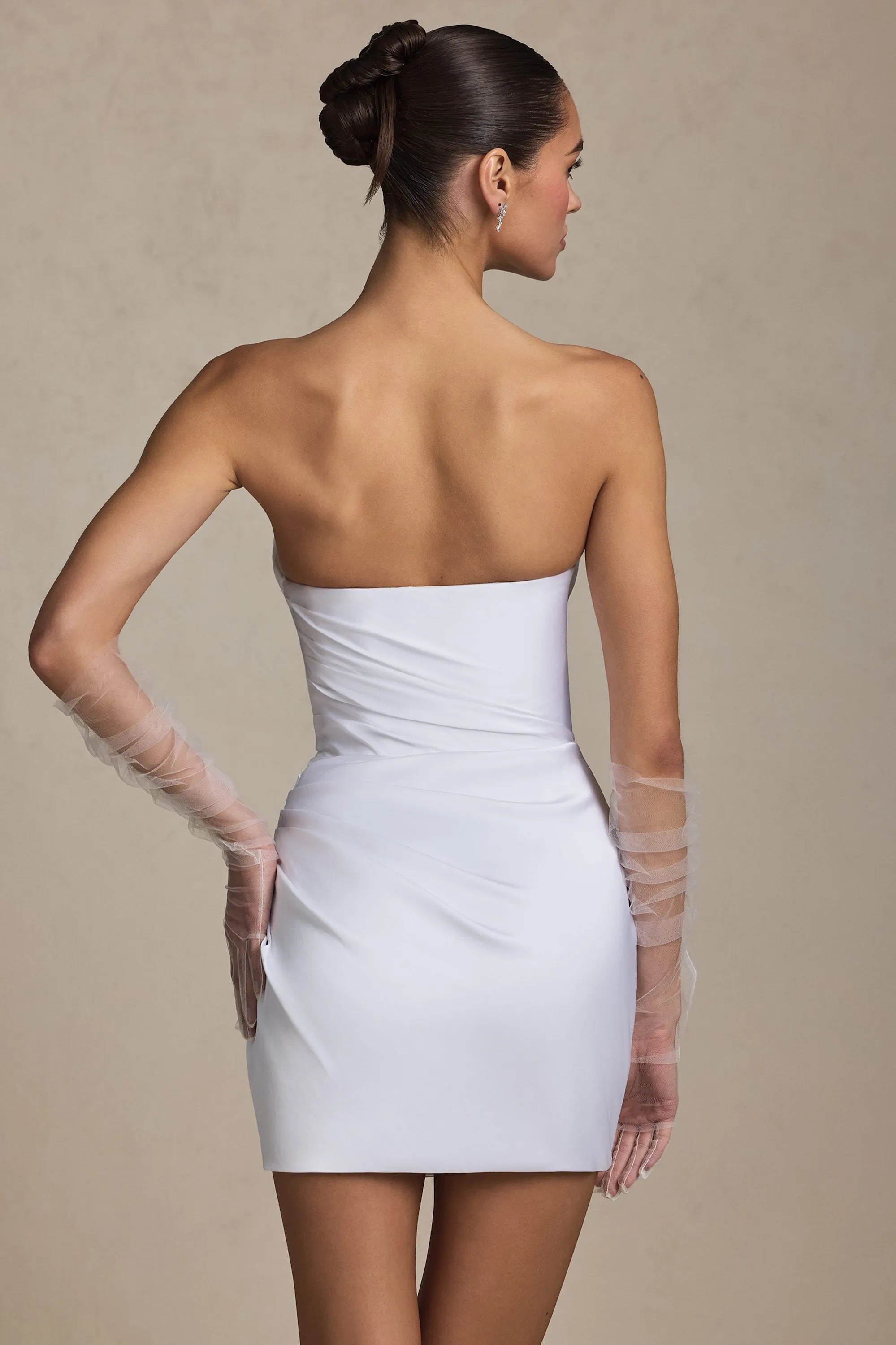 Ruched Corset Mini Dress in White sold by Oh Polly product image thumbnail 3