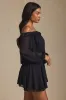 Off-Shoulder Asymmetric Balloon-Sleeve Mini Dress in Black sold by Oh Polly