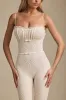Bow-Detail Lace Flared Jumpsuit in Ivory sold by Oh Polly