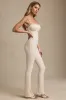 Bow-Detail Lace Flared Jumpsuit in Ivory sold by Oh Polly