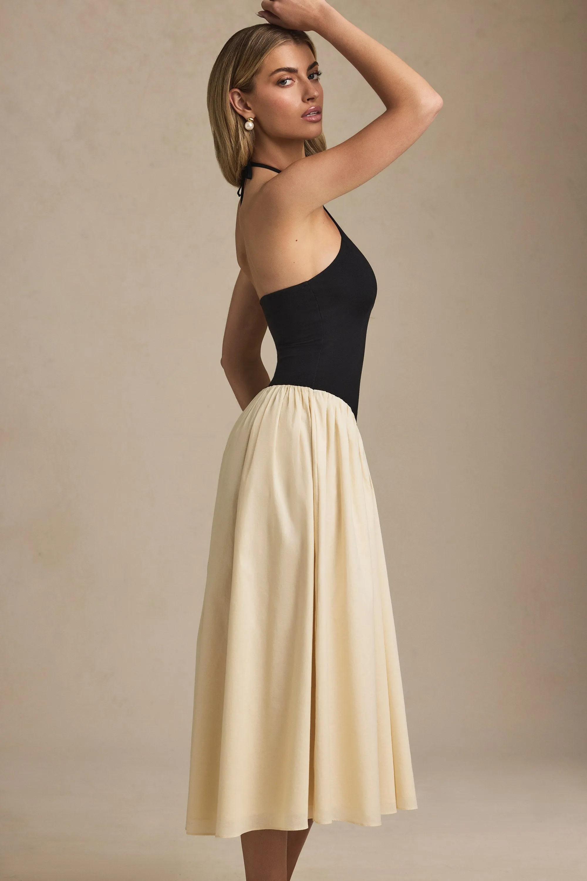 Halterneck A-Line Midaxi Dress in Black sold by Oh Polly product image thumbnail 3