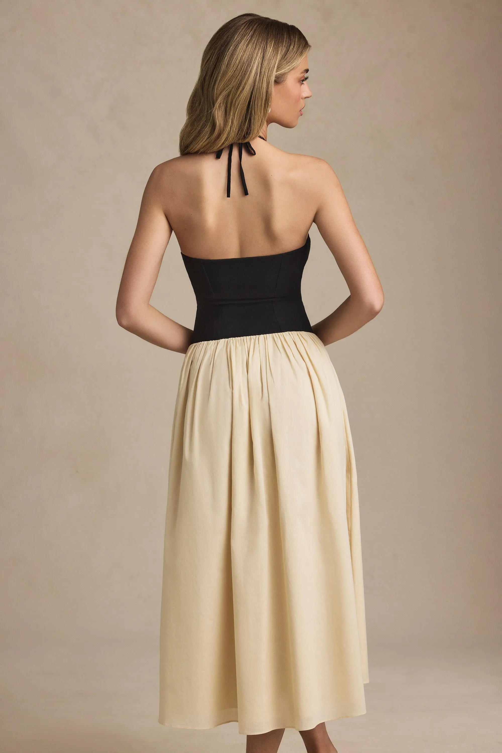 Halterneck A-Line Midaxi Dress in Black sold by Oh Polly product image thumbnail 2