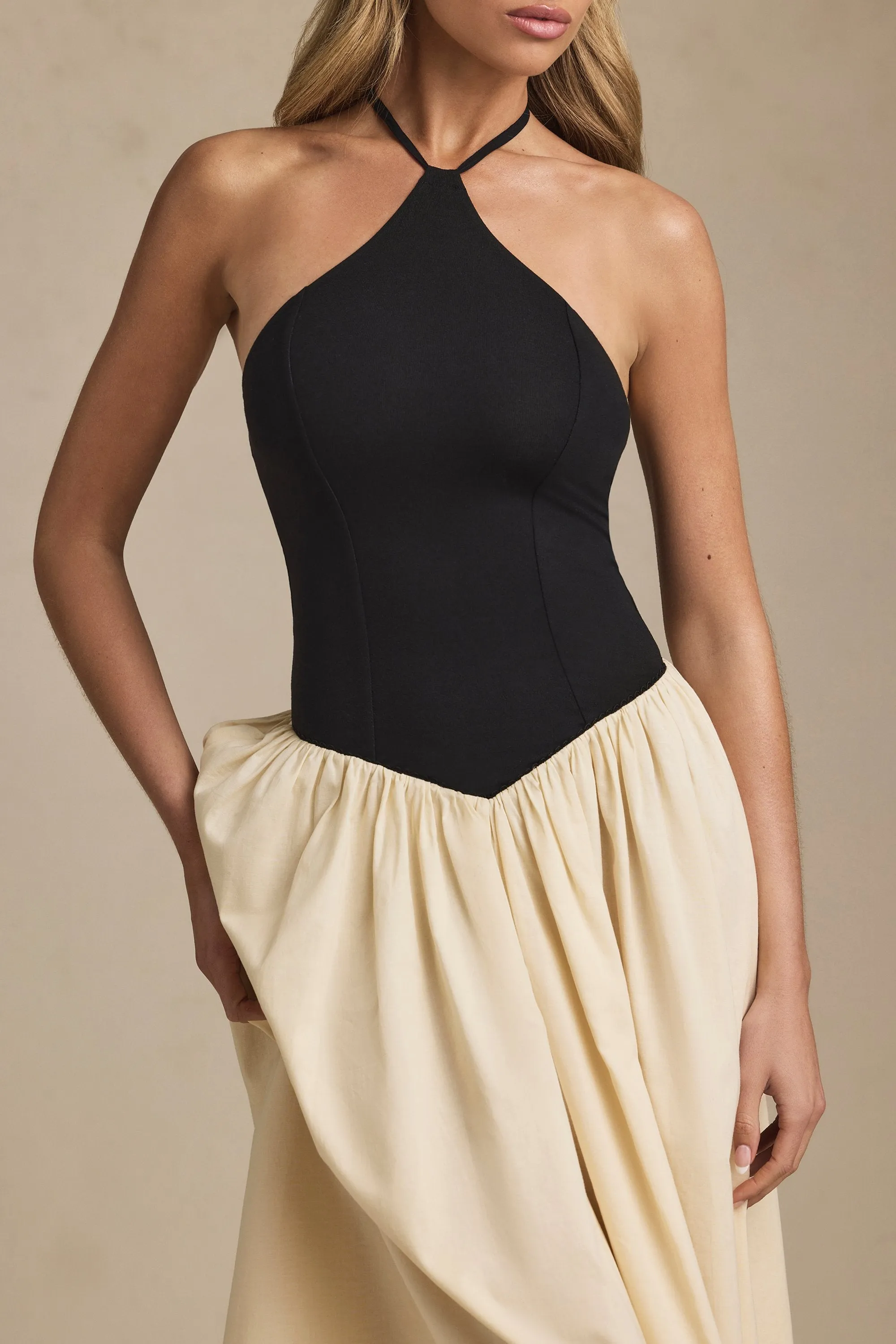 Halterneck A-Line Midaxi Dress in Black sold by Oh Polly product image thumbnail 4