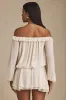 Off-Shoulder Asymmetric Balloon-Sleeve Mini Dress in Ivory sold by Oh Polly