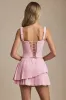 Layered Pleated Low-Rise Mini Skirt in Soft Pink sold by Oh Polly