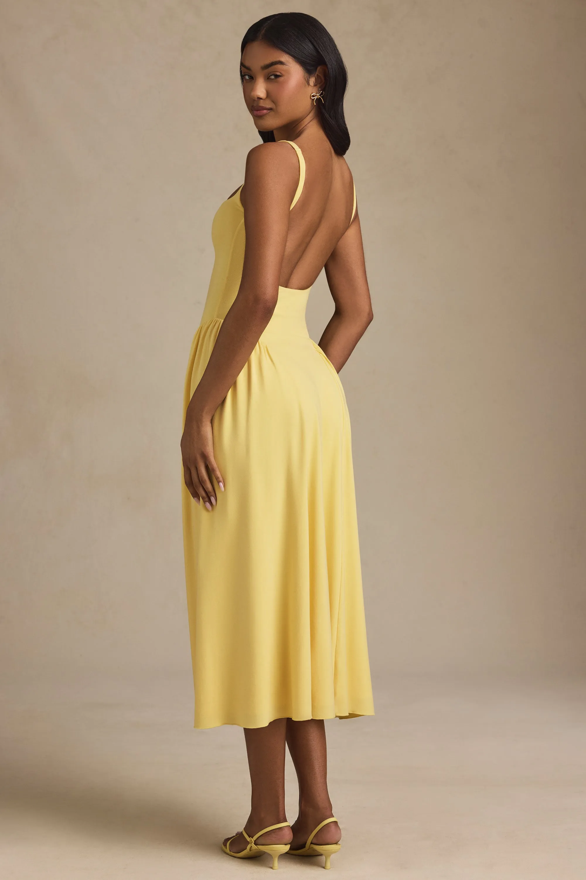 Modal A-Line Midaxi Dress in Pastel Yellow sold by Oh Polly product image thumbnail 2