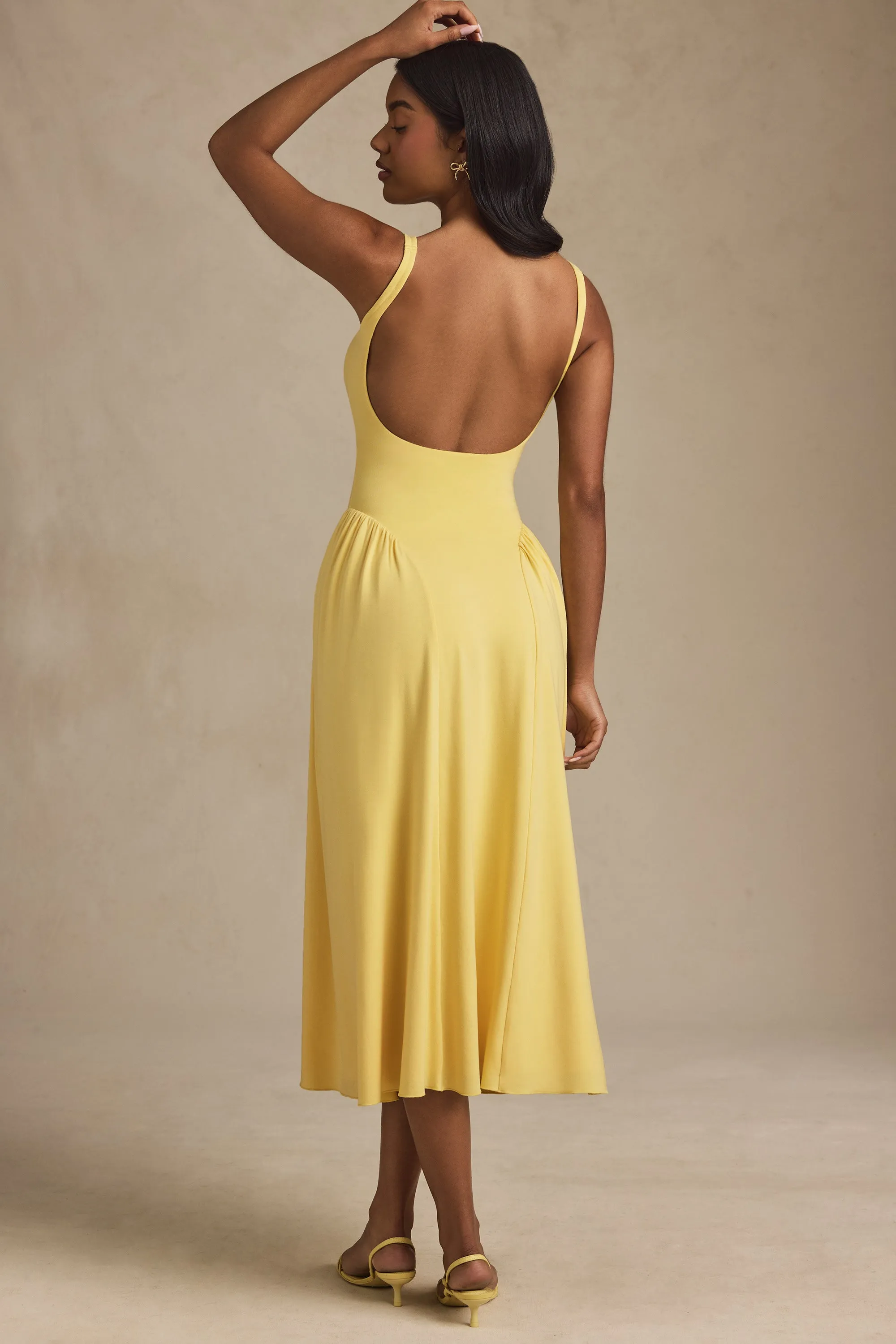 Modal A-Line Midaxi Dress in Pastel Yellow sold by Oh Polly product image thumbnail 5