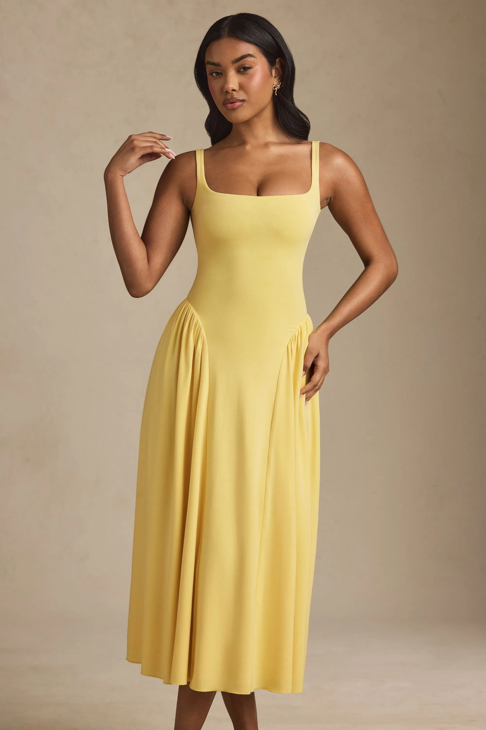 Modal A-Line Midaxi Dress in Pastel Yellow sold by Oh Polly product image thumbnail 4