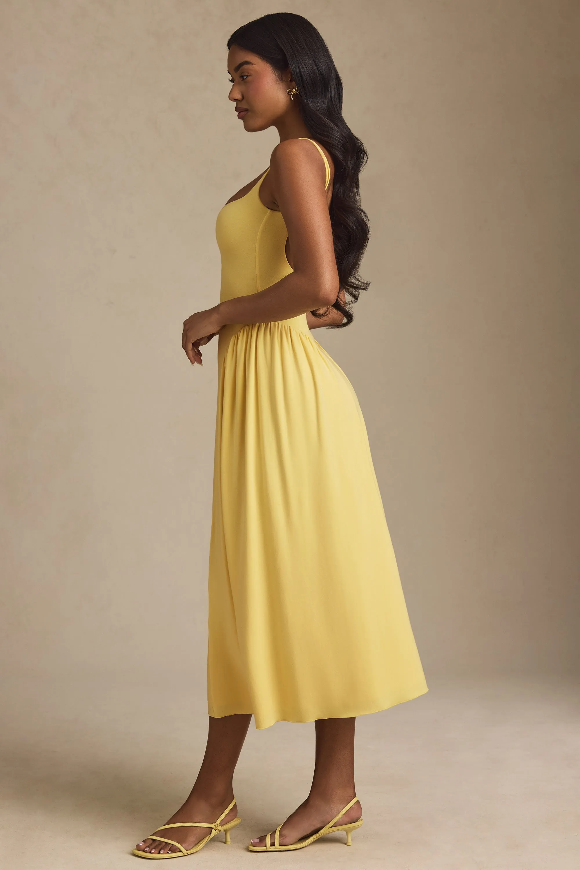 Modal A-Line Midaxi Dress in Pastel Yellow sold by Oh Polly product image thumbnail 3