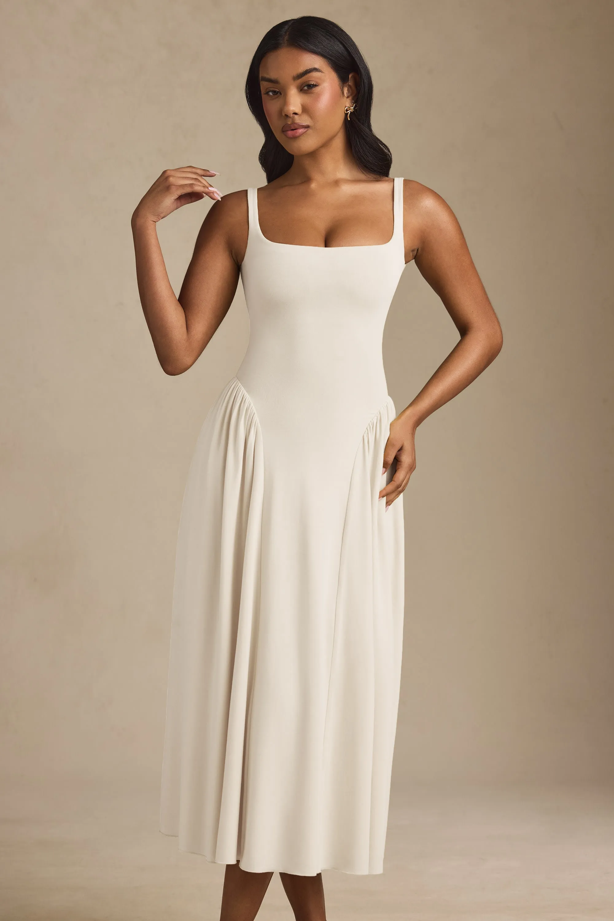 Modal A-Line Midaxi Dress in Ivory sold by Oh Polly product image thumbnail 4