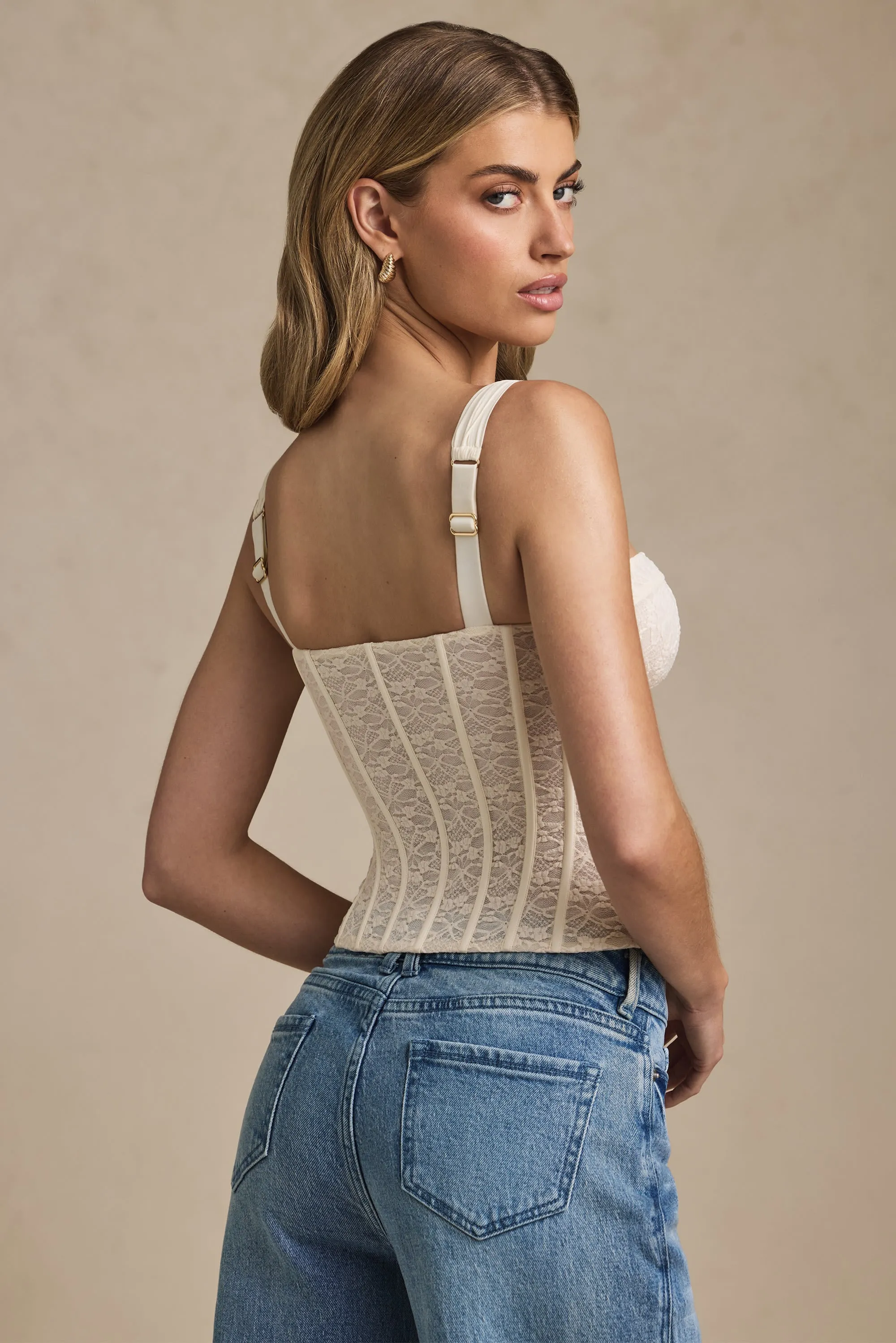 Underwired Lace Corset Top in Ivory sold by Oh Polly product image thumbnail 2