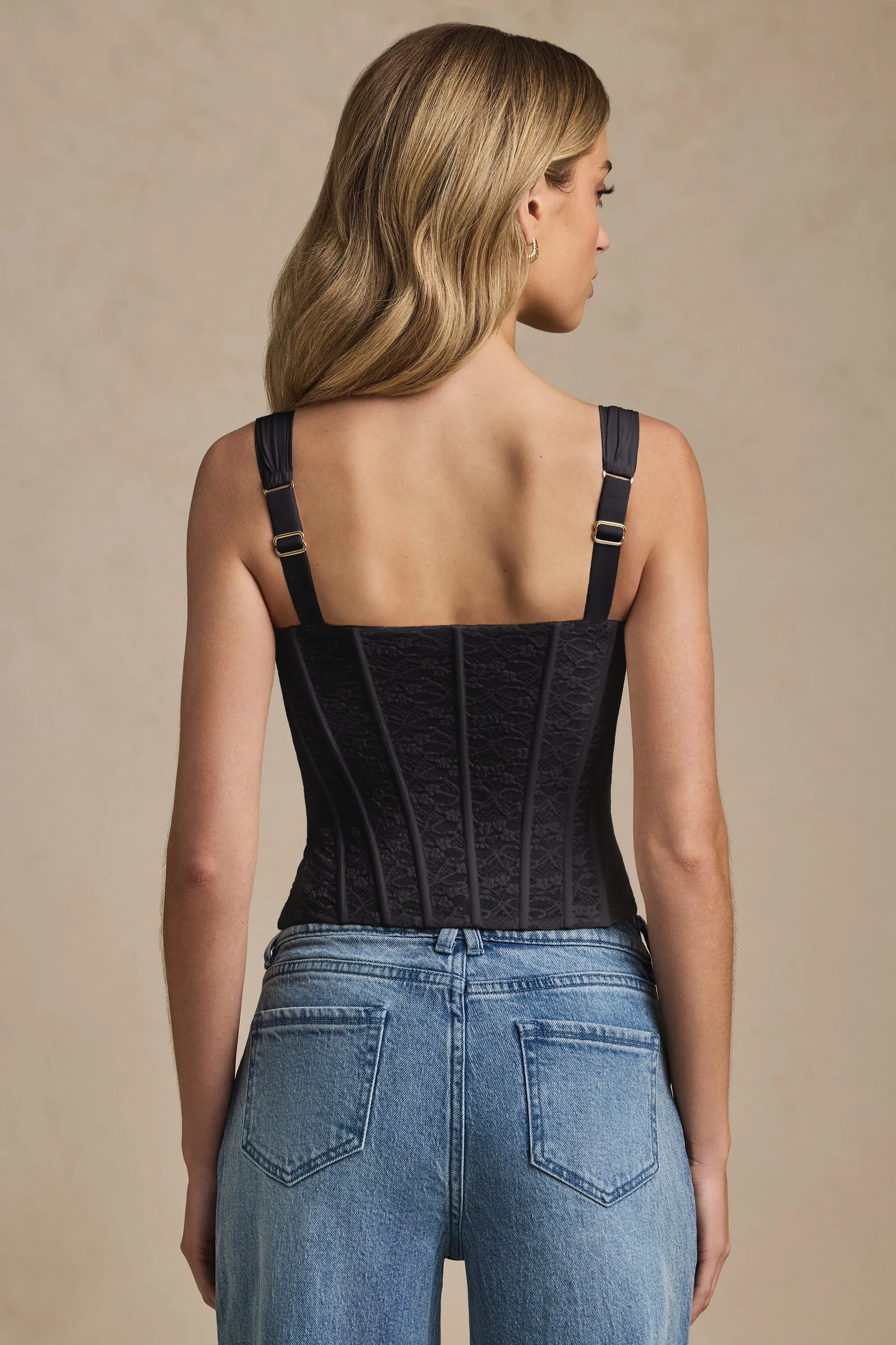 Underwired Lace Corset Top in Black sold by Oh Polly product image thumbnail 3