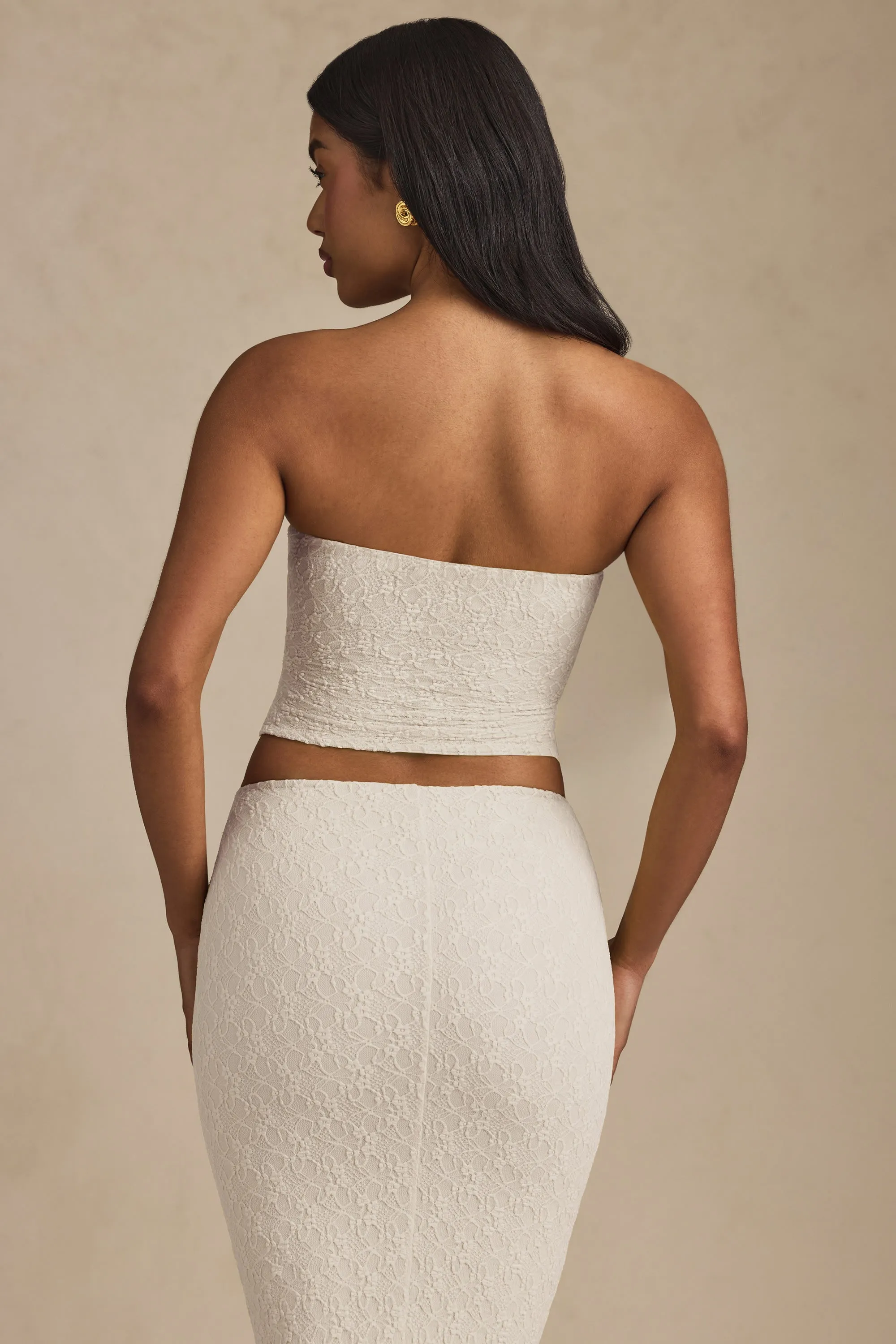 Ruched Strapless Lace Top in Ivory sold by Oh Polly product image thumbnail 3