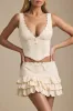 Plunge-Neck Scalloped Corset Top in Ivory sold by Oh Polly
