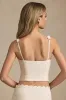 Plunge-Neck Scalloped Corset Top in Ivory sold by Oh Polly