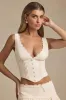 Plunge-Neck Scalloped Corset Top in Ivory sold by Oh Polly