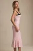 Layered Bra-Detail Fishtail Midaxi Dress in Pink Polka Dot sold by Oh Polly