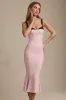 Layered Bra-Detail Fishtail Midaxi Dress in Pink Polka Dot sold by Oh Polly