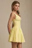 Broderie Anglaise Bow-Detail A-Line Mini Dress in Pastel Yellow sold by Oh Polly