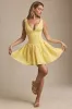 Broderie Anglaise Bow-Detail A-Line Mini Dress in Pastel Yellow sold by Oh Polly