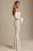 Off-Shoulder Ruffle Lace Maxi Dress in Ivory sold by Oh Polly