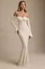 Off-Shoulder Ruffle Lace Maxi Dress in Ivory sold by Oh Polly