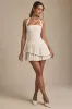 Asymmetric Layered Halterneck Mini Dress in Ivory sold by Oh Polly