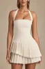Asymmetric Layered Halterneck Mini Dress in Ivory sold by Oh Polly
