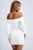 Hardware Detail Off-Shoulder Cut-Out Mini Dress in White sold by Oh Polly