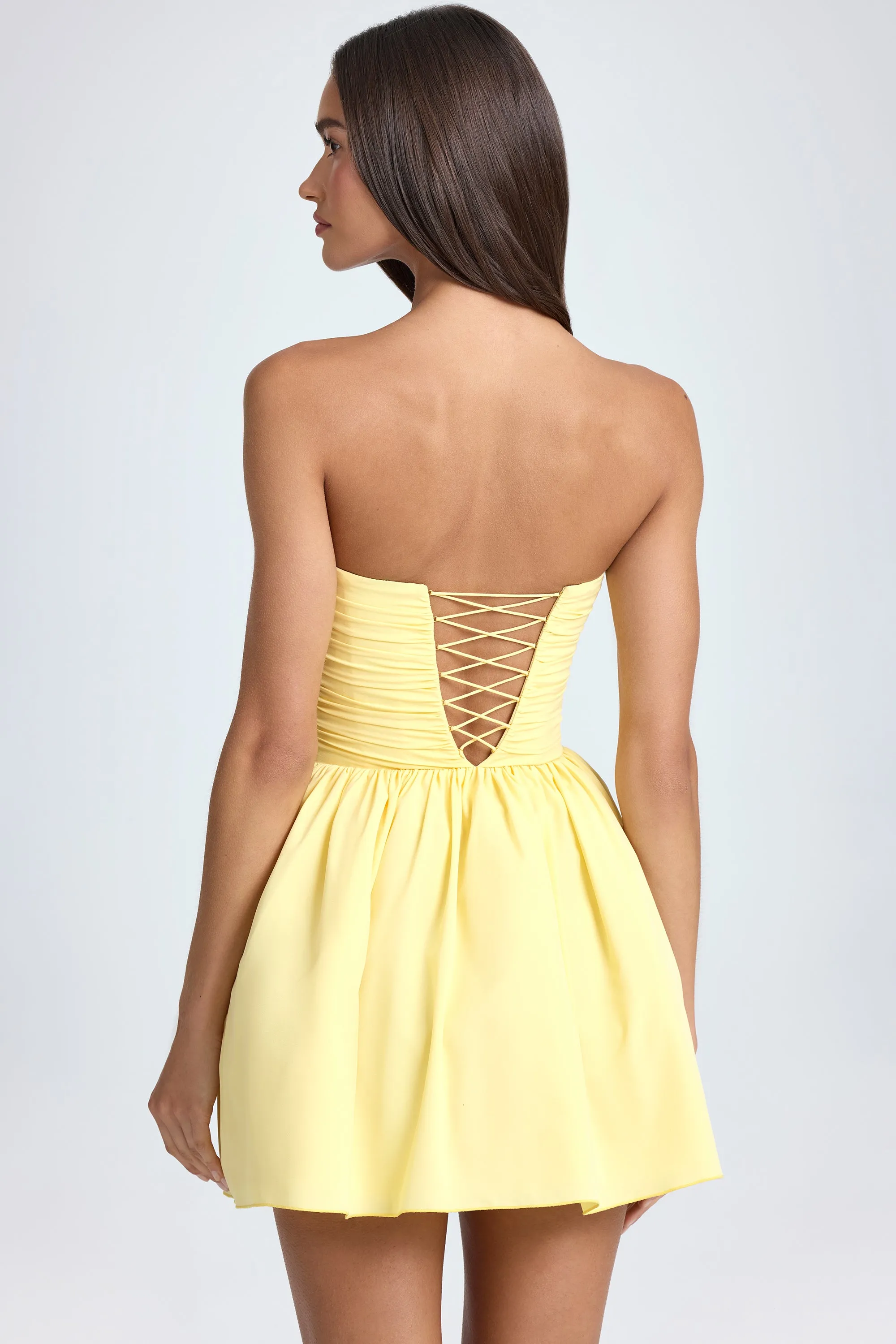 Bandeau Floral-Appliqué Corset Mini Dress in Lemon Sherbet sold by Oh Polly product image thumbnail 2