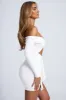 Hardware Detail Off-Shoulder Cut-Out Mini Dress in White sold by Oh Polly