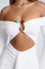 Hardware Detail Off-Shoulder Cut-Out Mini Dress in White sold by Oh Polly