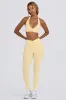 Ruched Mid-Rise Leggings in Lemon Marl sold by Oh Polly