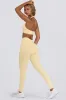 Ruched Mid-Rise Leggings in Lemon Marl sold by Oh Polly